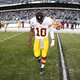 Quarterback Robert Griffin III of the Washington Redskins walks off the field after the team’s 24-16 loss to the Philadelphia Eagles at Lincoln Financial Field on Nov. 17, 2013, in Philadelphia.
Rob Carr/Getty Images